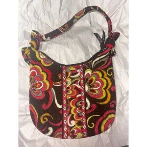 Vera Bradley PUCCINI Top Zip Olivia Style Shoulder Bag Brown Floral Boho Small